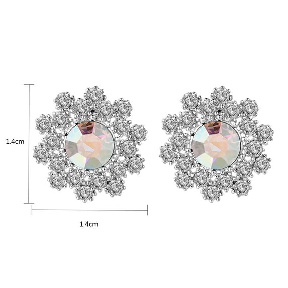 Yoursfs Crystal Clip On Earrings Women Bridal 18K White Gold Plated Snowflake Flower Earrings