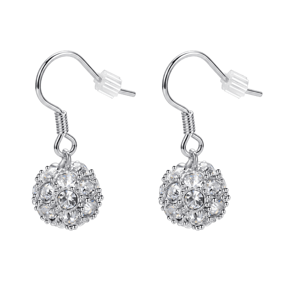 Yoursfs Cubic Zirconia Crystal Ball Earrings for Women White Gold Plated Hypoallergenic Fishhook Dangle Earrings for Wedding Prom