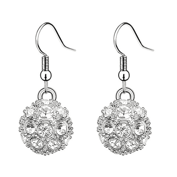 Yoursfs Cubic Zirconia Crystal Ball Earrings for Women White Gold Plated Hypoallergenic Fishhook Dangle Earrings for Wedding Prom