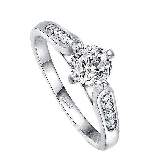 Yoursfs Cubic Zirconia Wedding Ring For Women Silver Plated Classic Prong Setting Round Cut CZ Engagement Rings Trendy Jewelry (Size 9)