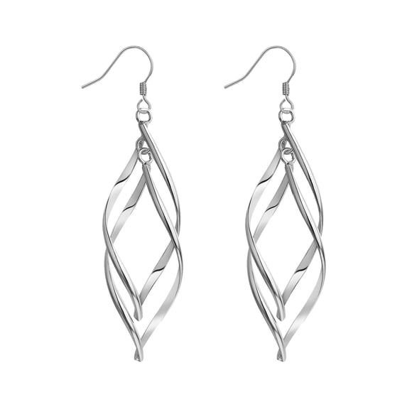 Yoursfs Dangle Earrings for Women White Gold Plated Elegant Twisted Hoops Fishhook Ear Piercing Earrings Handmade Hypoallergenic Prom Jewelry