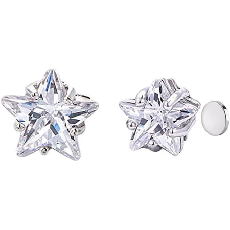 Yoursfs Earrings, Stainless Steel Clip-On Cubic Zirconia Earrings, Womens Non-Piercing Fake Stud Earrings Trendy Jewelry, 8mm