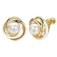 thumbnail image 1 of Yoursfs Faux White Pearl Earrings Clip on Women Cubic Zirconia Gold Plated Earrings Wedding Bridal Jewelry, 1 of 7