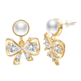 thumbnail image 1 of Yoursfs Glitter CZ Bow Pearl Drop Earrings For Women Silver Crystal Bowknot Gold Plated Hypoallergenic Pierced Earrings Jewellery, 1 of 5