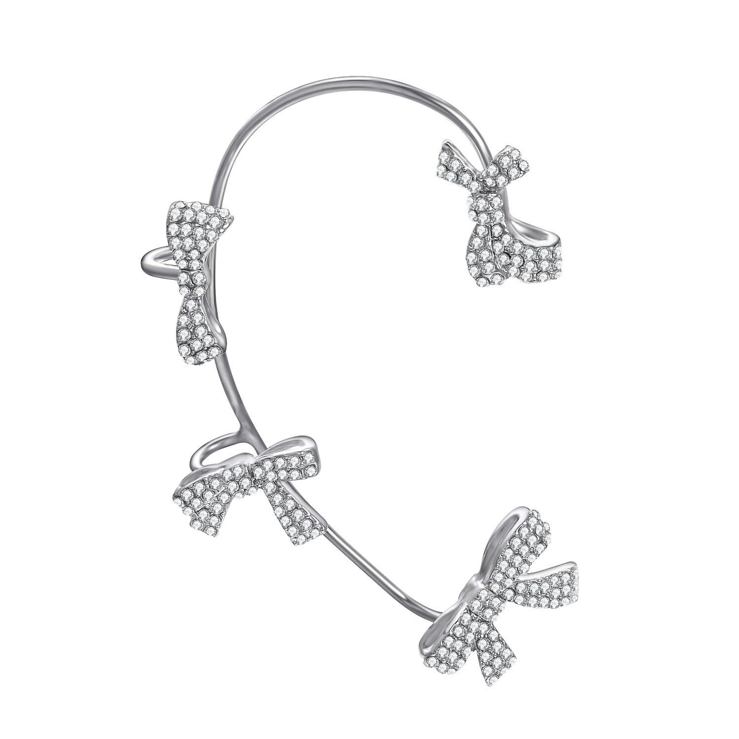 Yoursfs Glitter Rhinestone Butterfly Ear Cuff For Women White Gold