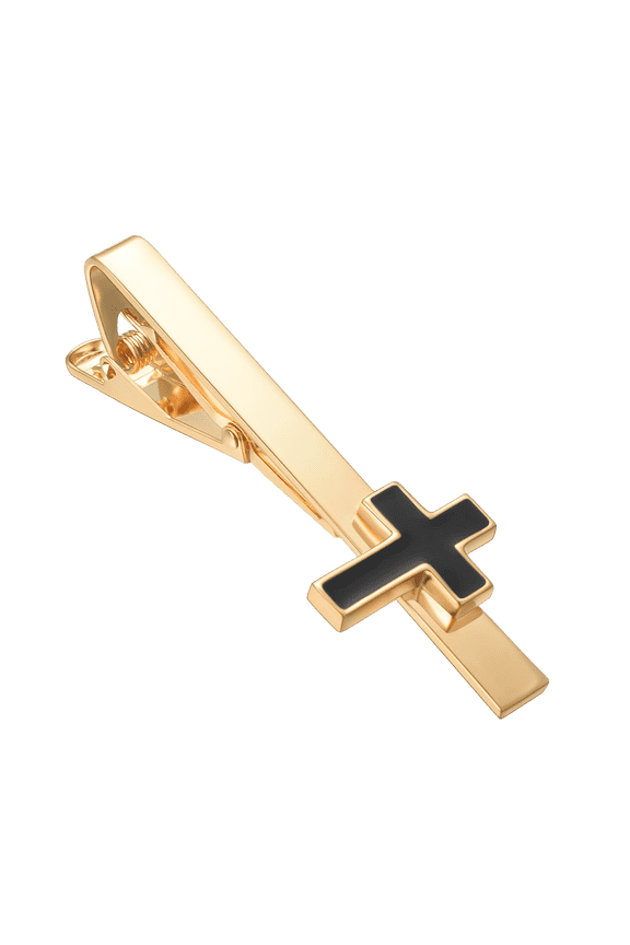 Gold Cross Tie Clips for Men Personalized Religious Decorative Cross Tie Clip Bar Elegant Suit Jewelry Accessories for Father Husband Bridegroom