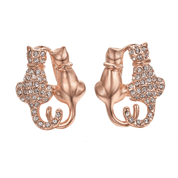 Yoursfs Gold Plated Stud Earrings for Women Lovely Cat Inlay Cubic Zirconia Earring Studs for Daughter Dainty Birthday Christmas Jewelry Gift Clearance