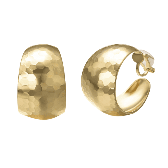 Yoursfs Gold Plating Clip on Hoop Earrings Irregular Large Earring Hypoallergenic Non Pierced Ear Clip on for Women