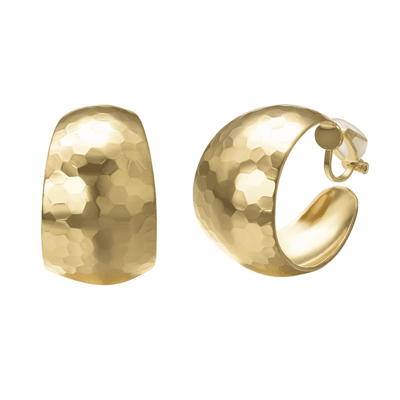 Yoursfs Gold Plating Clip on Hoop Earrings Irregular Large Earring Hypoallergenic Non Pierced Ear