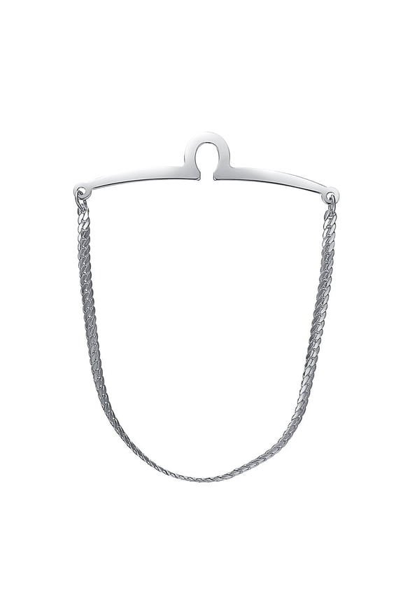 Sliver Tie Chain for Men Gold Plated Single Loop Tie Bar/Pin/Clasp Chain Mens