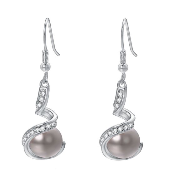Yoursfs Gray Pearl Hook Earrings for Women Pierced Earrings 18K White Gold Plated Earrings Leverback Pearl Earrings