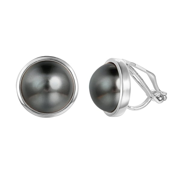 Yoursfs Grey Pearl Clip Earrings Gold Plated Silver Women's Wedding Jewelry Gift