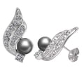thumbnail image 1 of Yoursfs Grey Pearl Earrings for Women Round Pearl with Cubic Zirconia Silver Piercing Stud Earrings Elegant Prom Jewelry for Bridal Wedding, 1 of 5