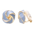 thumbnail image 1 of Yoursfs Multicolor Knot Clip on Earrings for Women Non Pierced Ears Clips Gold Plated Large Floral Blue Earrings Elegant Trendy Jewelry, 1 of 5