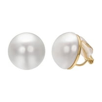 Yoursfs Large Pearl Clip on Earrings for Women Gold Plated White Pearl Earrings Non-Pierced Jewelry