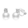 thumbnail image 1 of Yoursfs Large Simulated Pearl Clip on Earrings with Cubic Zirconia for Women White Gold Plated 12mm White Pearl Earrings Clips Wedding Prom Jewelry, 1 of 6