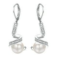 thumbnail image 1 of Yoursfs Leverback Dangle Pearl Earrings for Women White Gold Plated Pearl With Mulity CZ Silver Drop Earrings no Pierced Earrings, 1 of 4