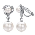 thumbnail image 1 of Yoursfs Silver Pearl Clip on Earrings for Women Platinum Plated Double Pearl Dangle Earrings Clip on Non Pierced Ears Jewelry Gifts, 1 of 6