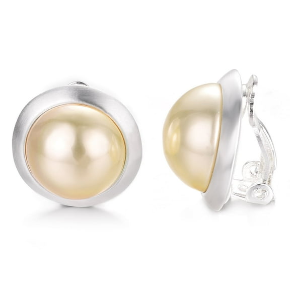Yoursfs Pearl Clip on Earrings for Women Gold Large Faux Pearl Non Pierced Clip Earrings White Gold Plated Trendy Jewelry