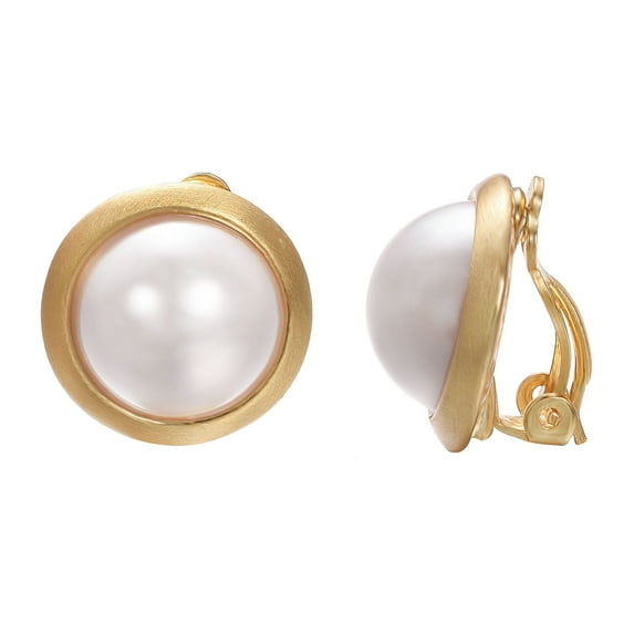 Yoursfs Pearl Earrings Clip on Earrings for Women with Non Pierced Earrings Gold Plated