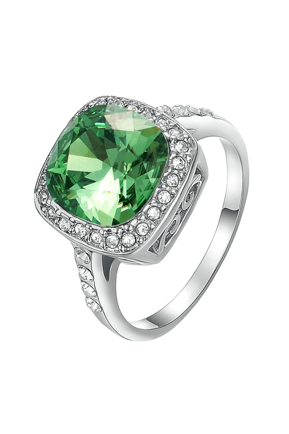 Red Birthstone Artificial Rings For Women Princess Cut Square Large Statement CZ Crystal Ring 18k Rose Gold Plated Cocktail Rings (Size 6)