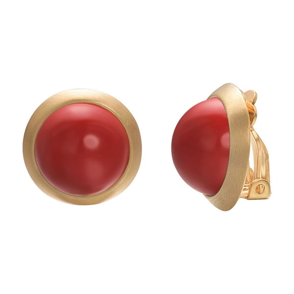 Yoursfs Red Pearl Clip on Earrings for Women Gold Plated with Non Pierced Earrings Trendy Jewelry