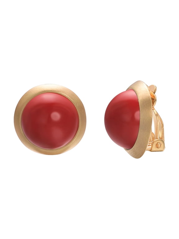 Red Pearl Clip on Earrings for Women Gold Plated with Non Pierced Earrings Trendy Jewelry