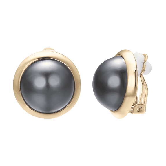 Yoursfs Grey Pearl Large Clip on Earrings for Women Non Pierced Ears 18K Gold Plated Hypoallergenic Elegant Fake Pearl Earring Fashion Jewelry
