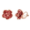 thumbnail image 1 of Yoursfs Red Rose Earring Women Gold Plated Earrings Enamel Red Rose Flower Earrings Not Pierced Ears, 1 of 4