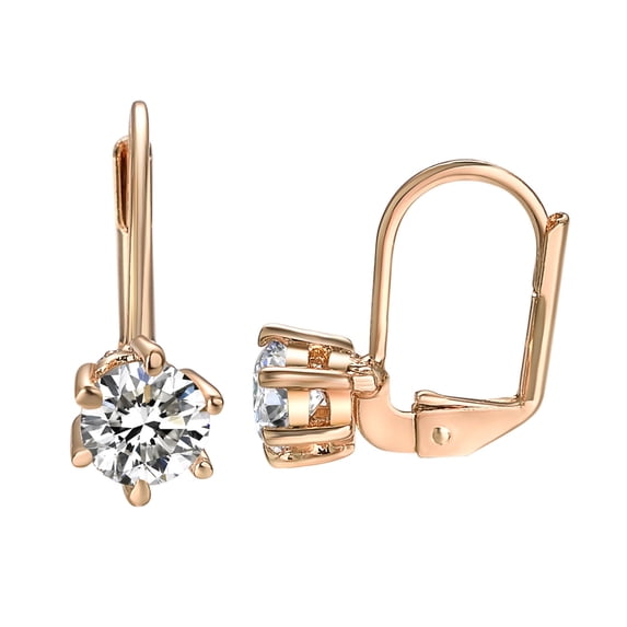 Yoursfs Rose Gold Plated Rhinestone Earrings for Women Hypoallergenic Leverback Pierced Ear Dainty Gold Hoop Earrings Fashion Jewelry Gift