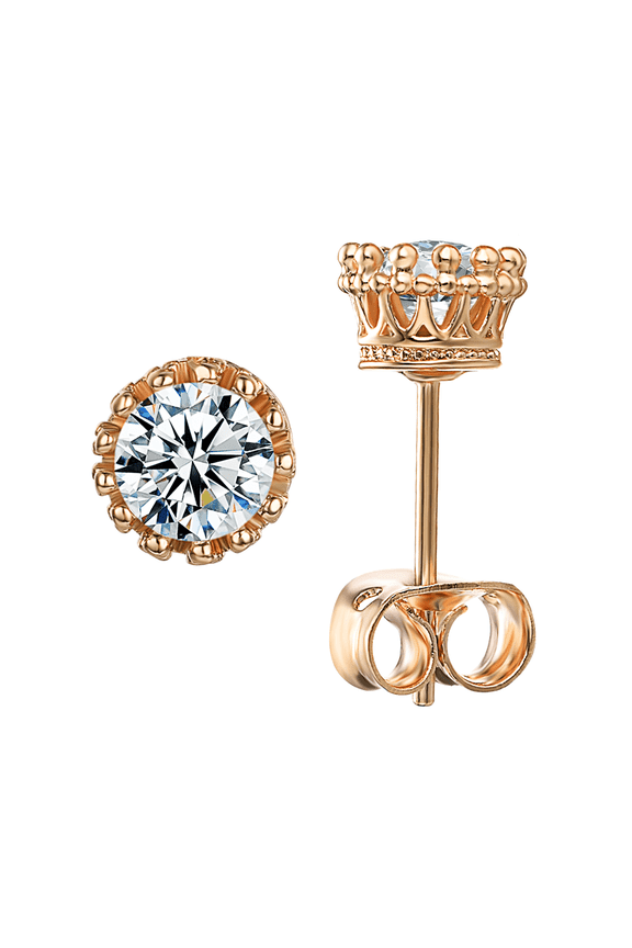 Rhinestone Small Stud Earrings for Women Gold Plated Cubic Zirconia Round Dainty Earring Hypoallergenic Piercing Earrings Birthday Gifts