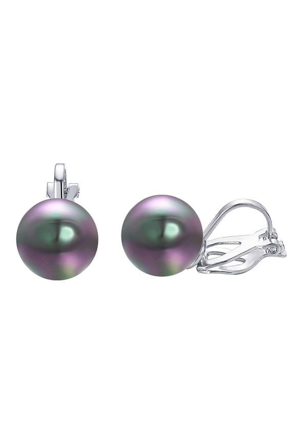 10MM Pearl Clip on Earrings for Women Grey Fake Pearl Earrings Clip on White Gold Plated Wedding Party Gifts