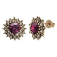 thumbnail image 1 of Yoursfs Vintage Earrings For Women Round  Purple Crystal CZ Halo Stud Earrings For Pierced Ears Gold Plated Hypoallergenic Wedding Earring, 1 of 4