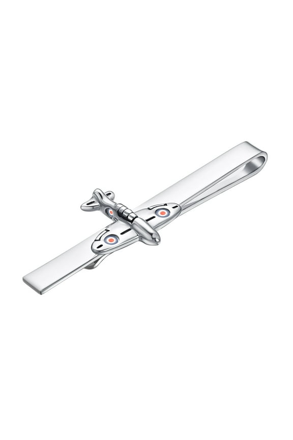Silver Tie Clip for Men Unique Airplane Tie Bar Clip Wedding Party Jewelry Gift