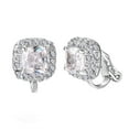 thumbnail image 1 of Yoursfs Square Crystal Clip On Earrings For Women White Gold Plated Halo Fake  Small Non Pierced CZ Ear Jewelry Holiday Gift, 1 of 6
