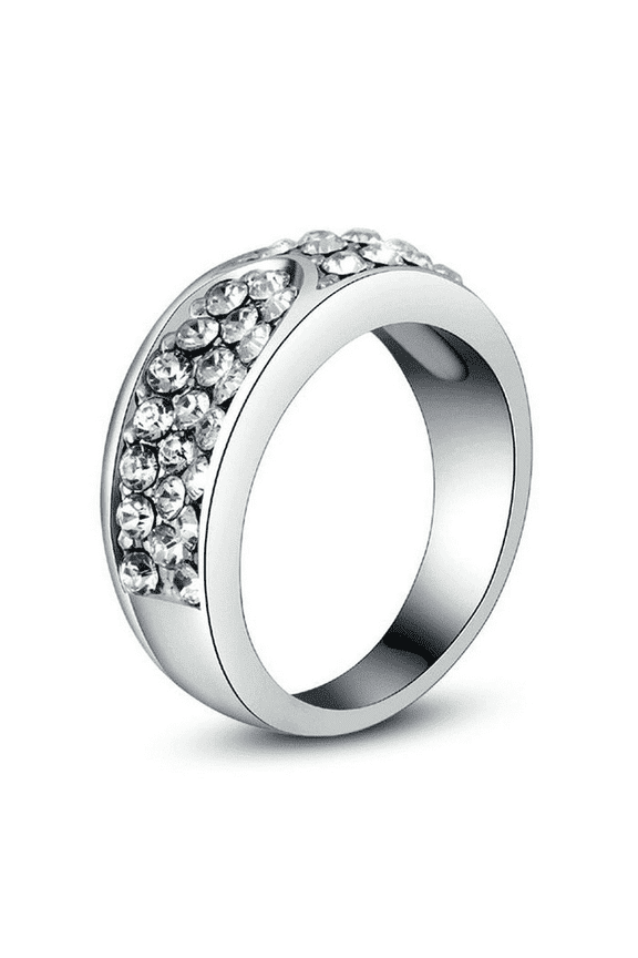 18k White Gold Plated Cubic Stackable Eternity Ring For Women and Men CZ Promise Rings Fashion Jewelry Gifts (Size 9)