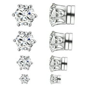 Yoursfs Stainless Steel Stud Earrings Set for Men Women CZ Non Piercing Clip Hexagon Earrings