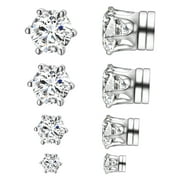 YOURSFS Stainless Steel Stud Earrings Set for Men Women CZ Non Piercing Clip Hexagon Earrings