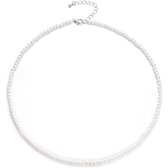 Yoursfs Elegant Dainty Round Pearl Necklace for Women, Single Strand Beaded Jewelry Gift, 17.7” + 2” Extender