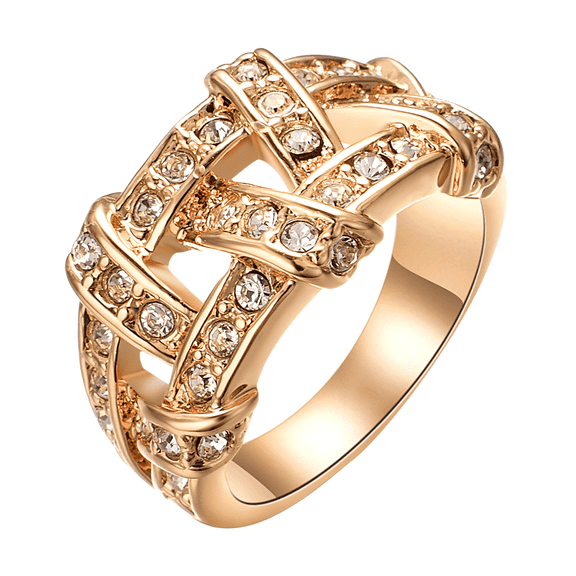 Yoursfs Twisted Knot Ring For Women Rose Gold Plated Rhinestone CZ Criss Cross Ring Crossover Statement Costume Jewelry (Size 9)