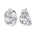 thumbnail image 1 of Yoursfs Twisted Knot Silver Clip on Earrings for Women White Gold Plated Ear Clips Non Pierce Earrings Hypoallergenic Jewelry, 1 of 5