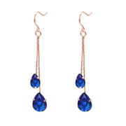 Yoursfs Blue Zirconia Crystal Dangle Earrings for Women Long Chains Rose Gold Plated Fishhook Earring Prom Jewelry