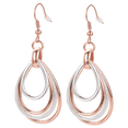 thumbnail image 1 of Yoursfs Two-Tone Textured Multi Hoops Dangling Earrings for Women Silver and Rose Gold Plated Piercing Fishhook Earrings Fashion Jewelry, 1 of 6