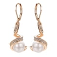 thumbnail image 1 of Yoursfs White Simulated Pearl Dangle Earrings for Women Pierced Earrings Rose Gold Plated Earrings Leverback Pearl Earrings, 1 of 4