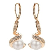 YOURSFS White Pearl Dangle Earrings for Women Pierced Earrings Rose Gold Plated Earrings Leverback Pearl Earrings