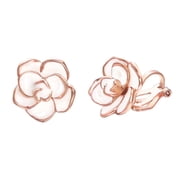 Yoursfs White Rose Flower Clip on Earrings for Women Not Pierced Ear Rose Gold Plated Clip Earring Elegant Womes Jewelry Gifts