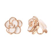 Yoursfs White Rose Flower Clip on Earrings for Women Non Pierced Ear Clip Earring Gold Plated Rose Elegant Jewelry Gifts