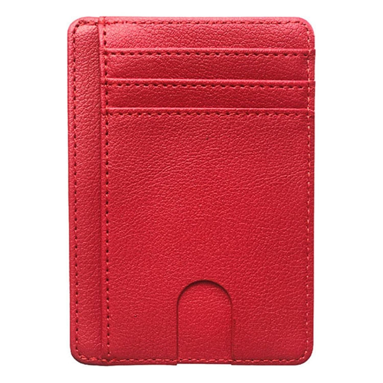 Yoursfs Woman Simple Ultra Thin Minimalism Front Pocket Wallet RFID Wallet Fashion Walle(Red