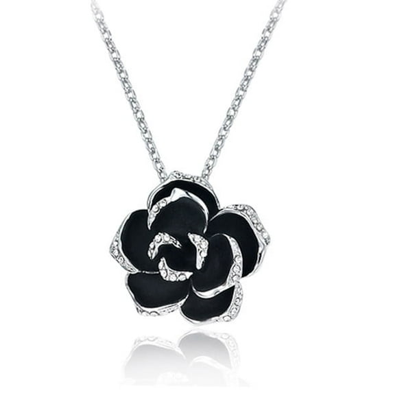 Yoursfs Women's Rose Necklace Cute Black Unique Floral Necklace Fashion Gold Plated Jewelry Gift