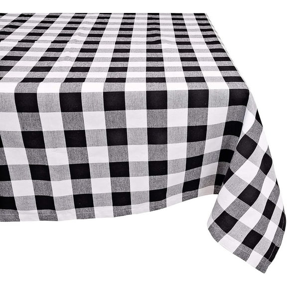 Yourtablecloth 100% Cotton Checkered Buffalo Plaid Tablecloth for Home, Restaurants, Cafs Be it for Everyday Dinner Picnic or Occasions Like Thanksgiving 60 x 104 Rectangle/Oblong Black and White